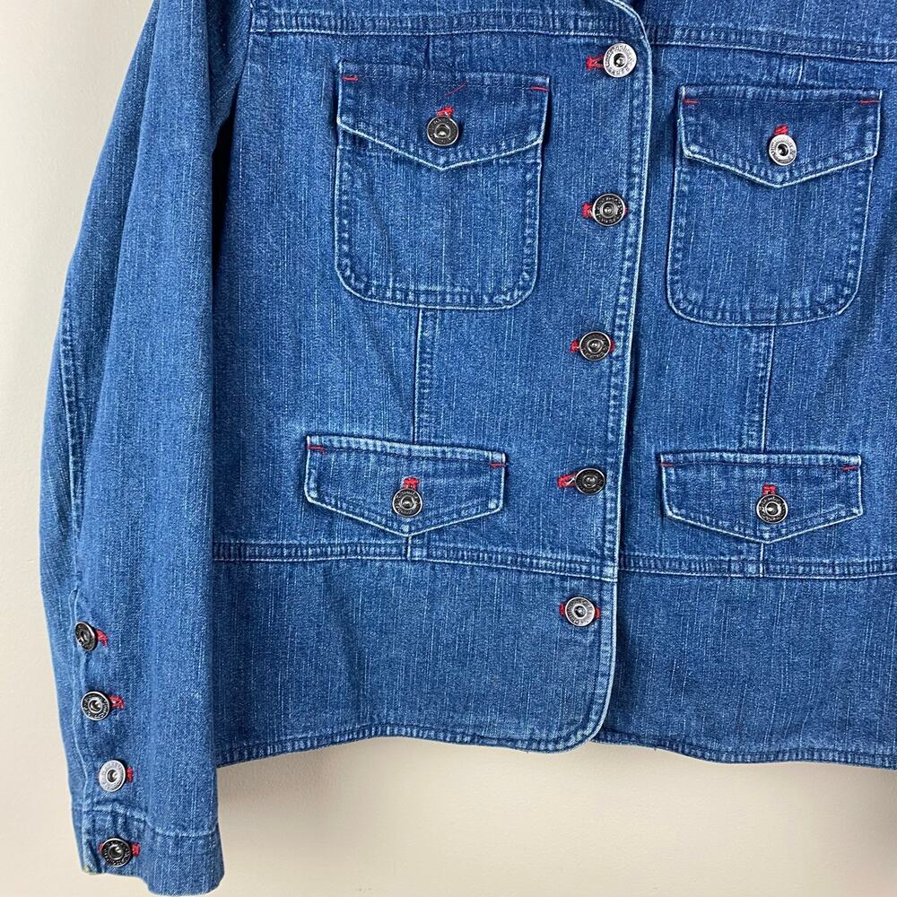 Christopher & Banks Denim Utility Jacket Womens P/M Grunge Utility Cargo Western - Picture 4 of 10